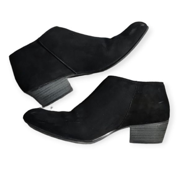 ESPRIT Troy Black Faux Suede Ankle Boots W/ Silvertone Side Zip 8.5 - Picture 9 of 10